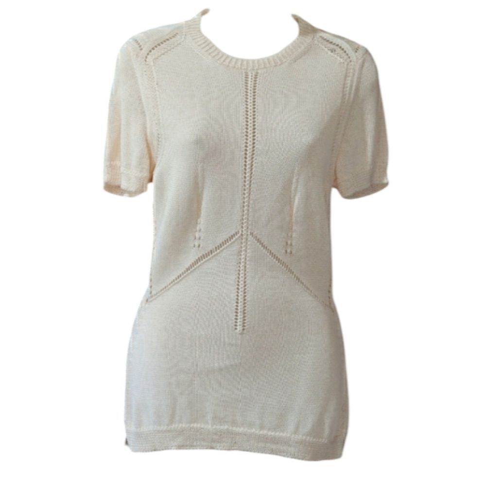 Jan & Carlos Peach Knit Blouse with Textured Openwork 44 Medium